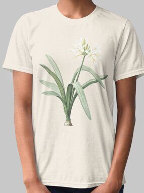 Mediterranean Sea Daffodil Floral Print Short Sleeve Graphic Tee T-shirt S-XXL
